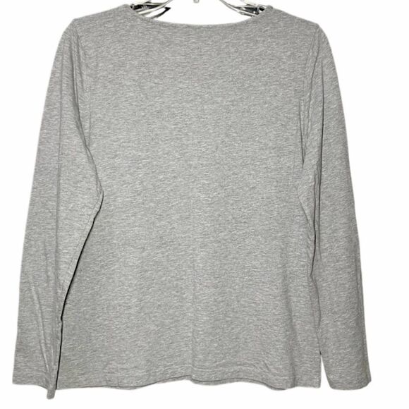 Talbots Knit Top with Pleating at Neckline in Grey Heather Women’s LP - Picture 3 of 5